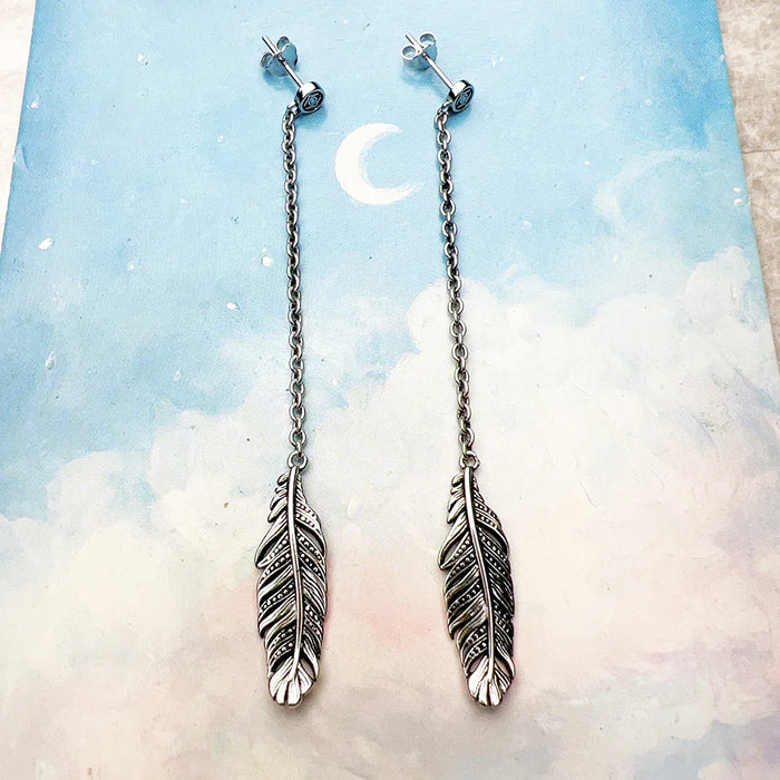 925 Sterling Silver Boho Feather Earrings Jewelry