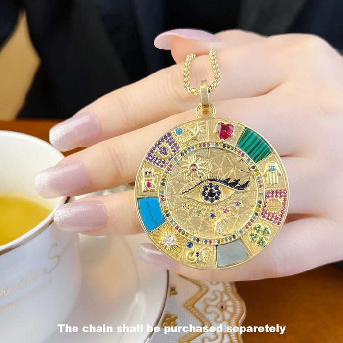 925 Sterling Silver Large Lucky Heart Cat Elephant Clover Fatima Pendant Amulet For Women & Men