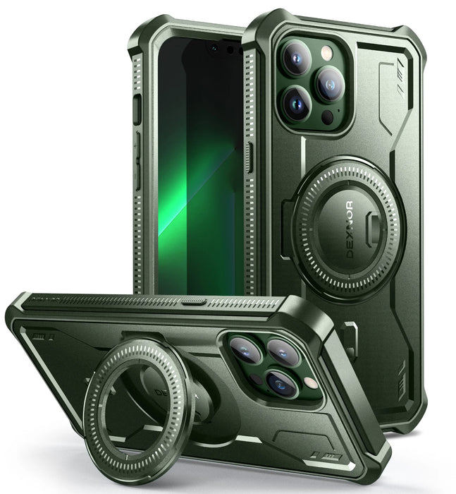 For Iphone 13 Pro Max Full-Body Bumper Military Grade Armor Shockproof Shell Case With Built-In Screen Protector Kickstand