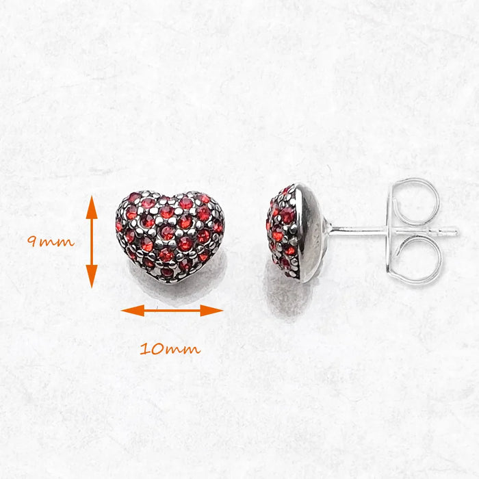 925 Sterling Silver Romantic Pink Heart Stud Earrings
