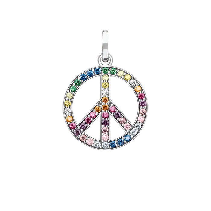 925 Sterling Silver Colourful Peace Pendant Fine Jewelry For Men & Women