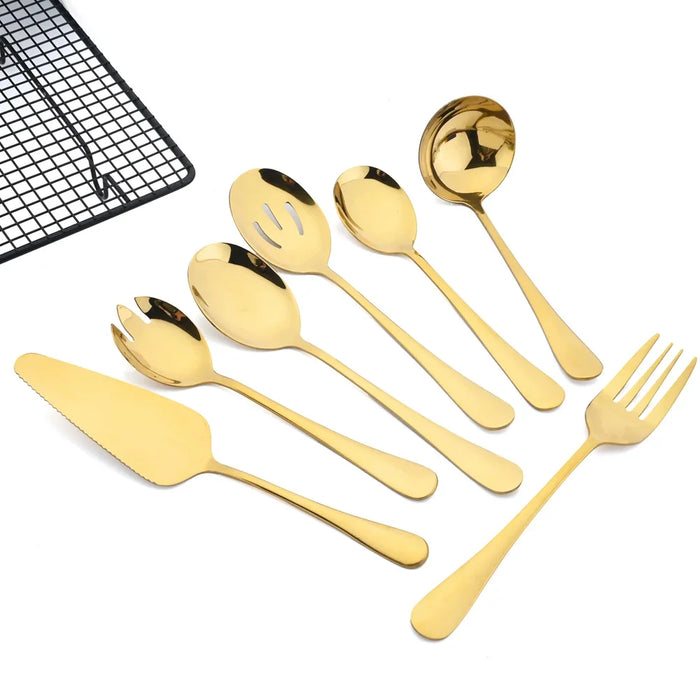 7 Piece Stainless Steel Cutlery Set For Dining And Serving