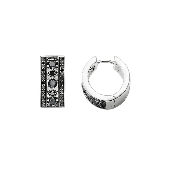 925 Sterling Silver Geometric Hinged Hoop Earrings Europe Style Glam Fashion For Women