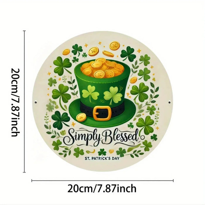 8-Inch St. Patrick'S Day Metal Wall Decor With Leprechaun Hat & Shamrock
