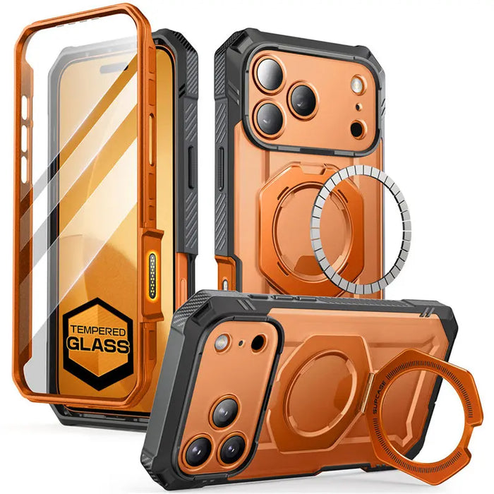 For Iphone 17 Pro Ub Grip Pro Heavy Duty Rugged Magnetic Phone Case With Built-In Tempered Glass Screen Protector