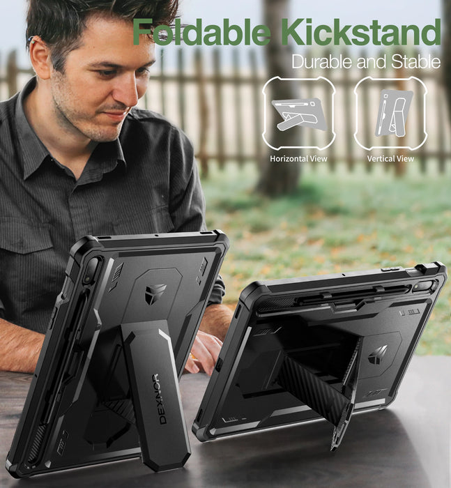 For Samsung Galaxy Tab S7 S8 Built In Screen Protector & Kickstand With S Pen Holder Heavy Shockproof Full Body Protective Case