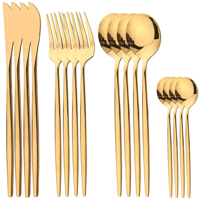 16 Piece Stainless Steel Cutlery Set For Elegant Dining