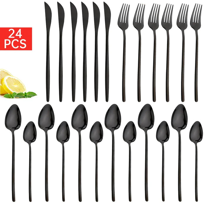 24 Piece Gold Stainless Steel Dinnerware Set With Gift Box