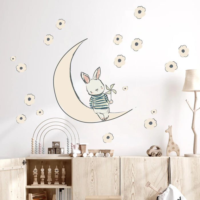 Adorable Cartoon Rabbit Wall Stickers For Kids Room Decor