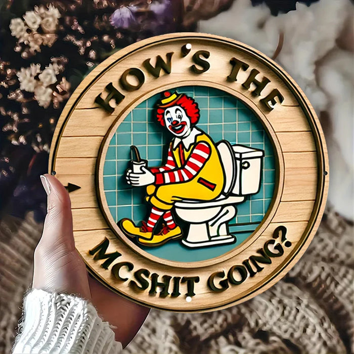 Retro Clown Metal Sign 7.8 Round Wall Art For Humorous Bathroom Decor