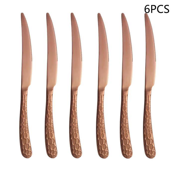 4 / 6 / 16 / 24 Piece Stainless Steel Rose Gold Tableware Set