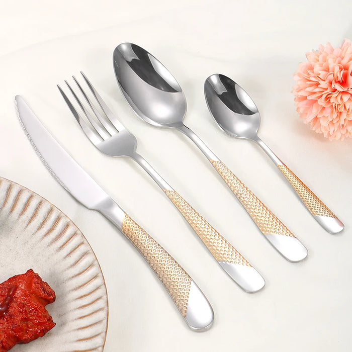 24 Piece Stainless Steel Tableware Set With Star Design