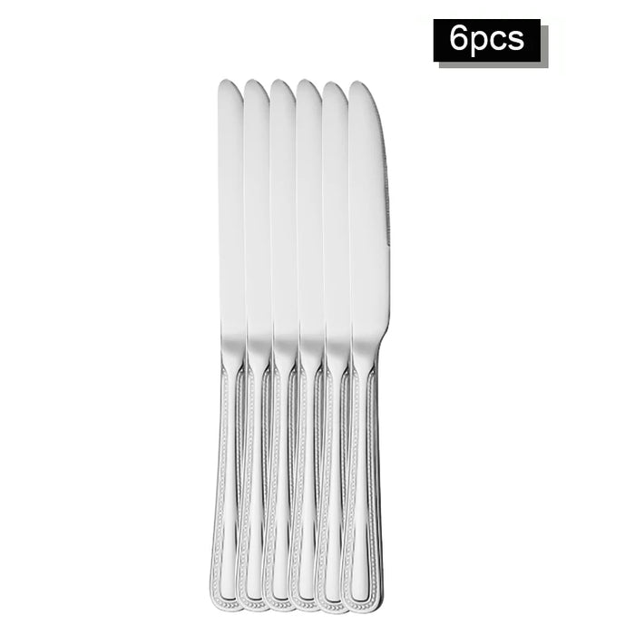 6 / 30 Piece Retro Bead Stainless Steel Tableware Set With Knife Fork And Spoon