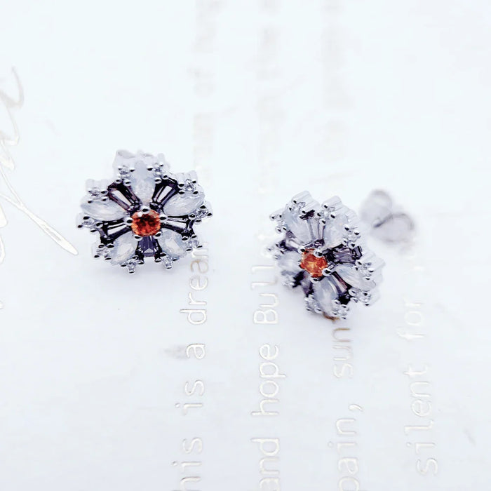 925 Sterling Silver Boho Flower Stud Earrings Romantic Gift