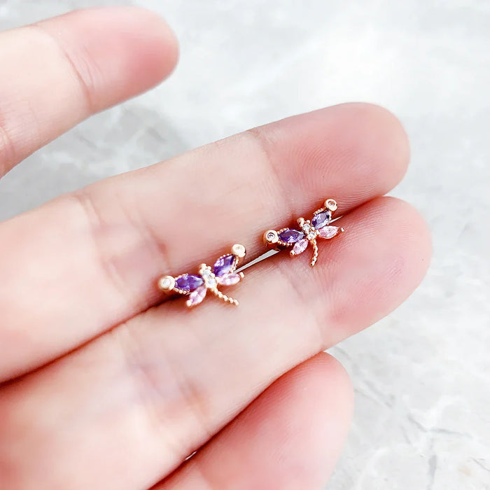 925 Sterling Silver Dragonfly Stud Earrings Summer 2023 Gift For Women