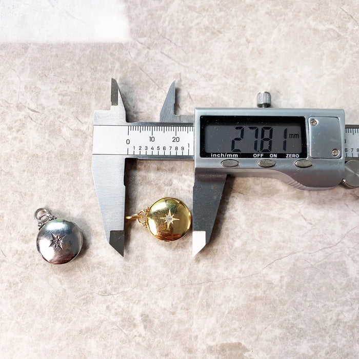 925 Sterling Silver Round Star Locket Pendant Europe Accessory Gift For Women & Men