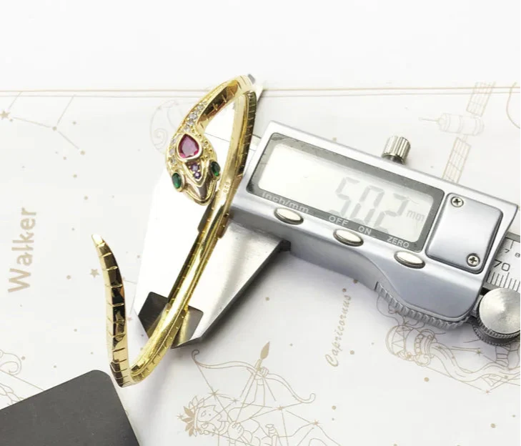 925 Sterling Silver Boho Golden Snake Bangle Chic Women Jewelry