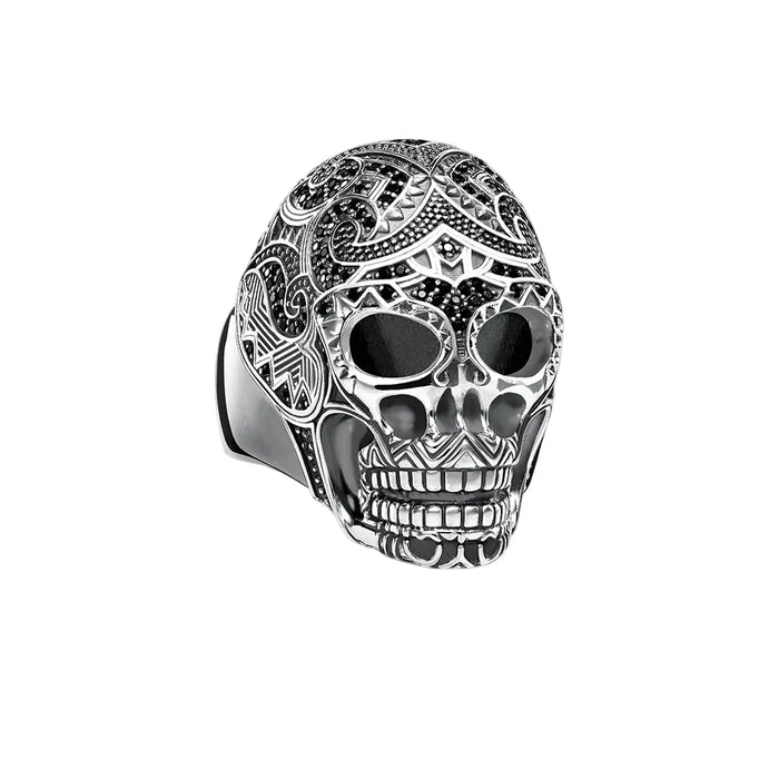 925 Sterling Silver Maori Skull Ring Ethnic For Men & Women