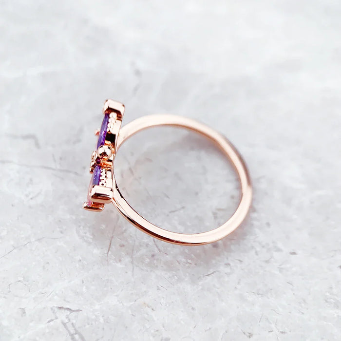 925 Sterling Silver Rose Gold Dragonfly Ring Europe Style Fine Jewelry For Women