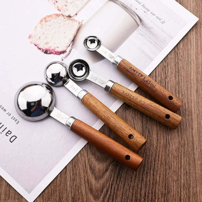 4 / 8 Piece Stainless Measuring Cups & Spoons Set For Baking