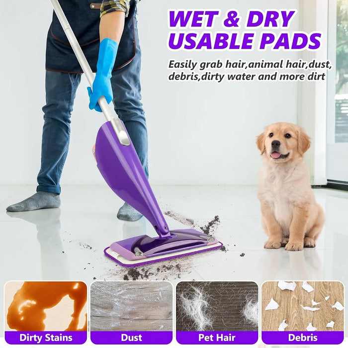 5 Pieces Reusable Mop Pads Compatible With Swiffer Wetjet Mops Wet Dry Head For Swiffer Wet Jet Mop Hardwood Floor Cleaning Purple