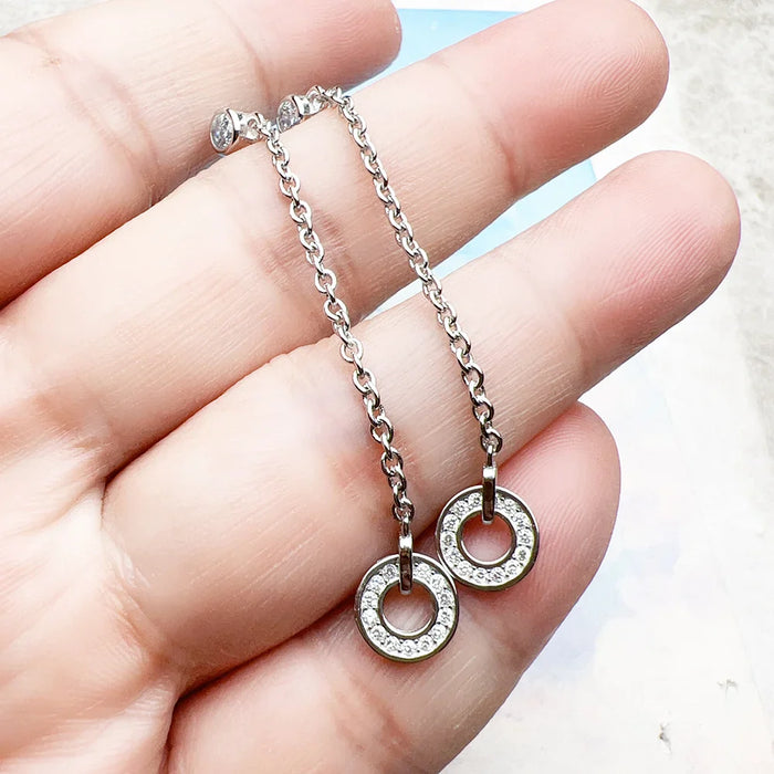 925 Sterling Silver Round Circle Earrings For Women Lucky