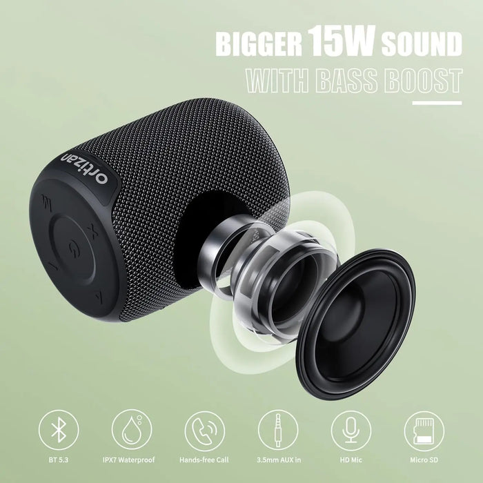 15W Portable Bluetooth Speakers With Stereo Sound And Ipx7 Waterproof