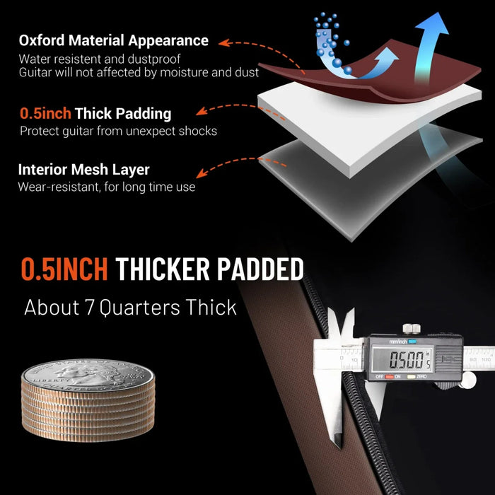 41 Waterproof Acoustic Guitar Bag With Double Straps