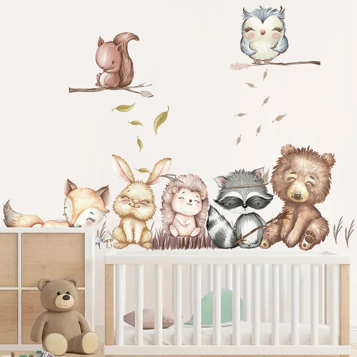 Adorable Cartoon Animal Wall Sticker For Kids Room Decor