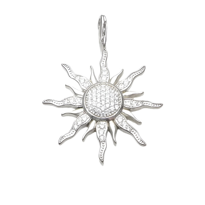 925 Sterling Silver Sun Pendant With White Cz Fashion Jewelry For Men & Women European Charm Accessory Gift