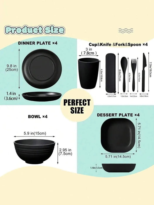 4 / 32 Piece Reusable Plastic Cutlery Set For 4 People