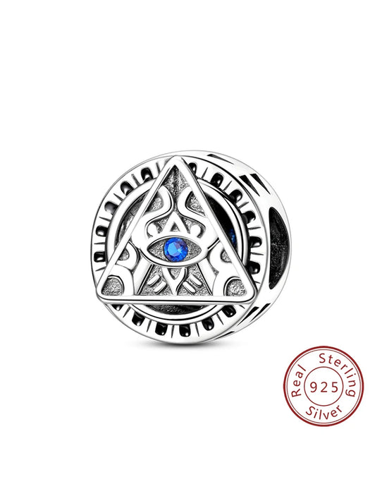 925 Sterling Silver Pyramid & Eye Charms Fits Bracelets & Necklaces Diy Women Jewelry