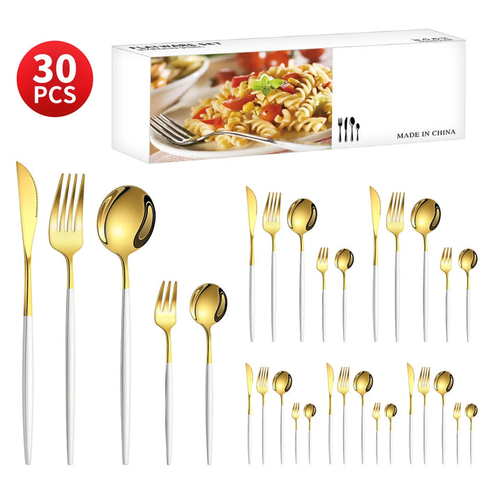 30 Piece Stainless Steel Cutlery Set For Dining Banquets