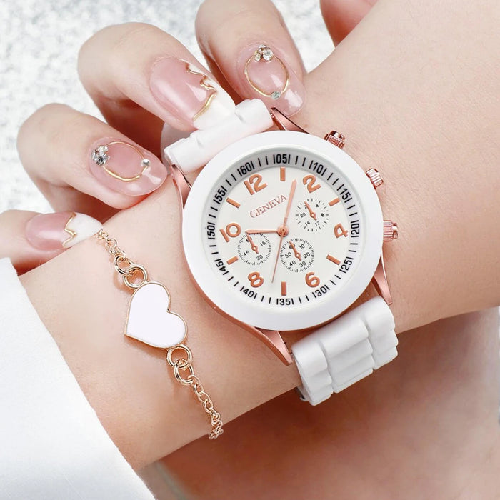 4 Piece Fashion Silicone Couple S Watch Set - Without Box