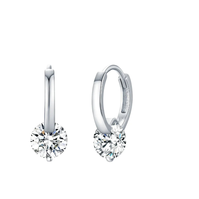 925 Sterling Silver 1.0Ct D Colour Moissanite Hoop Earrings In For Women