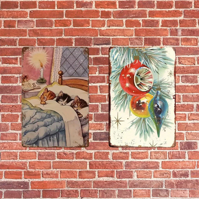 2-Piece Metal Sign Set For Home Bathroom Restaurant Or Room Decor