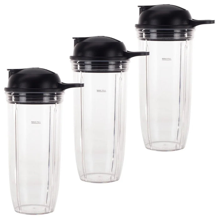 3 Pack 32 Oz Cup And To-Go Lid Replacement Parts Compatible With Nutribullet Pro 1000 Combo And Select Blenders
