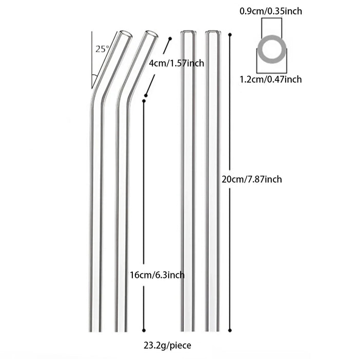 8 Piece Eco Friendly Glass Straw Set With Brush