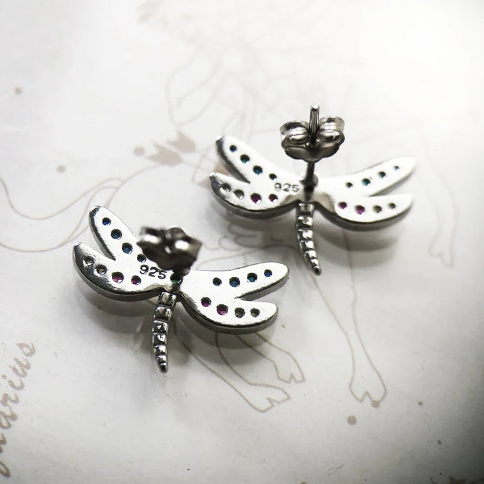 925 Sterling Silver Dragonfly Stud Earrings Boho Gift For Women