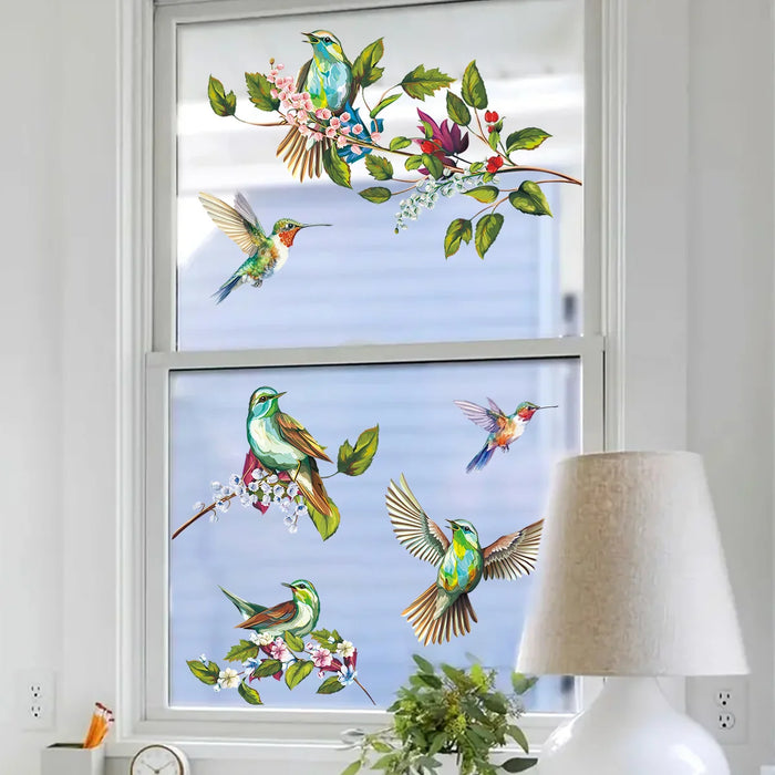 Watercolour Bird Branch Window Stickers For Home Decor