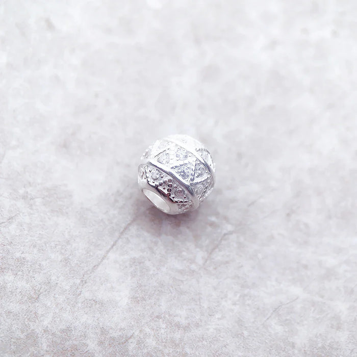 925 Sterling Silver Zig Zag Bead Ball Charm For Women Diy Fine Jewelry Gift