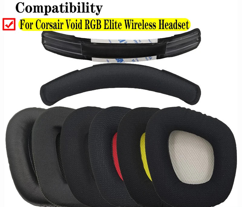 Pair of Memory Foam Earpads For Corsair Void Pro Elite Rgb Wireless Headset Gaming Headset Ear Cushion Covers