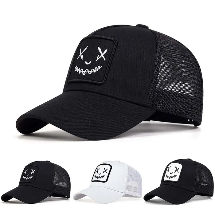 Ghost Face Embroidered Baseball Cap Adjustable Sun Hat For Spring / Summer