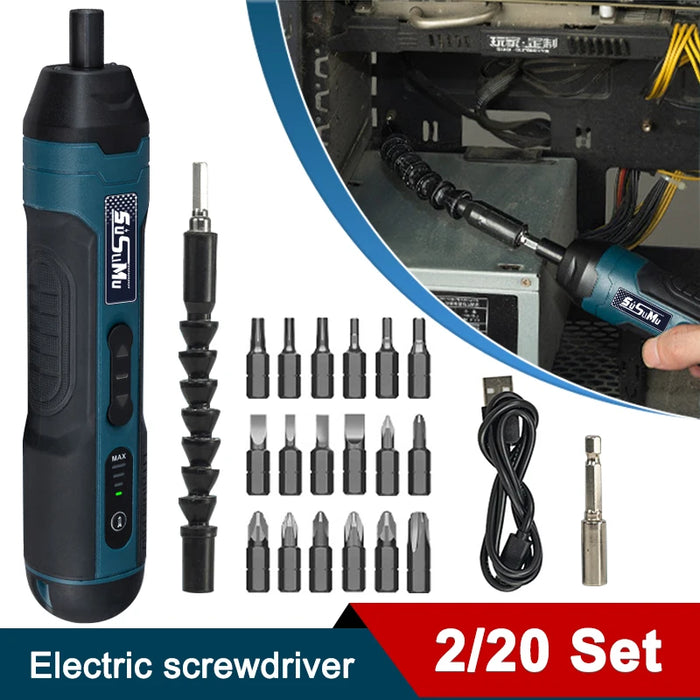 Compact Cordless Screwdriver Set 1300Mah Rechargeable Drill Bits For Household Repairs