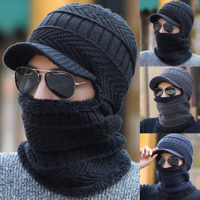 Men Winter Knit Hat With Ear Protection Windproof & Warm Baseball Cap For Outdoor Riding