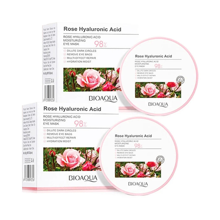 60 Piece Bioaqua Rose Hyaluronic Acid Eye Mask Anti Dark Circles & Bags Moisturizing & Anti Aging Patches For Eyes