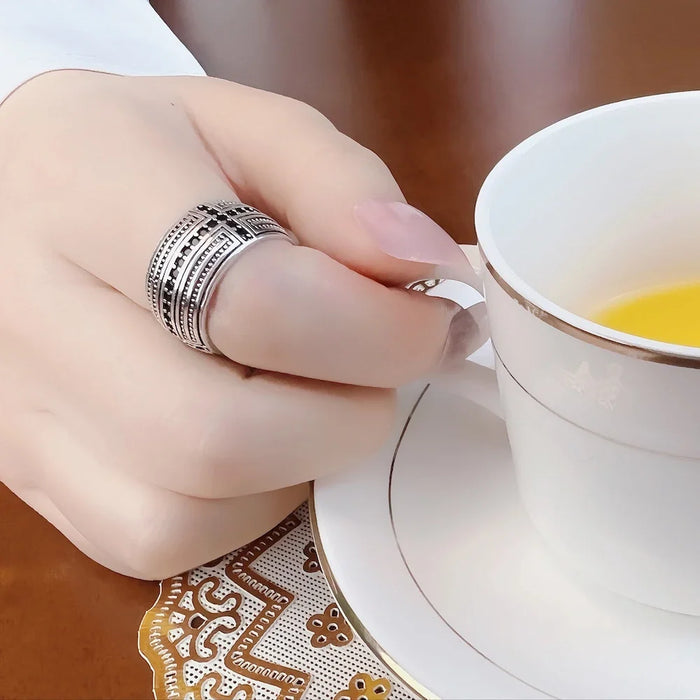 925 Sterling Silver Black Cz Cross Ring Europe Style Fine Jewelry For Men & Women