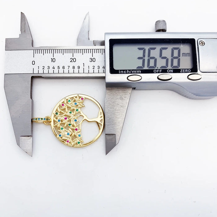 925 Sterling Silver Colourful Golden Tree Pendant Fine Jewelry For Women