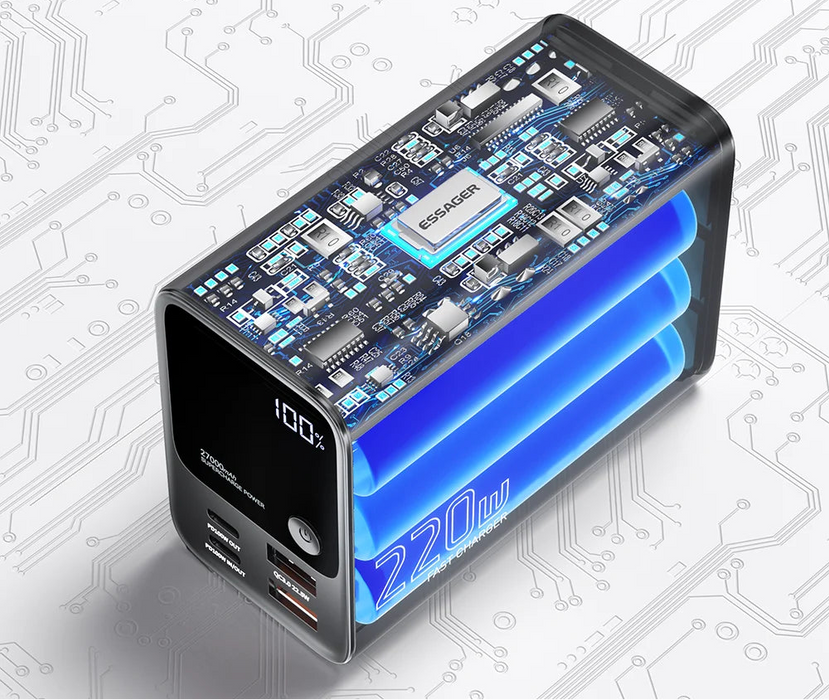 27000Mah Power Bank 100W Pd Qc3.0 Fast Charging External Spare Battery For Iphone 15 / 14 / 13 / 12 Xiaomi Macbook Air Laptop