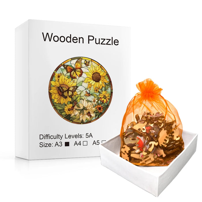 Sunflower Butterfly Wood Puzzle